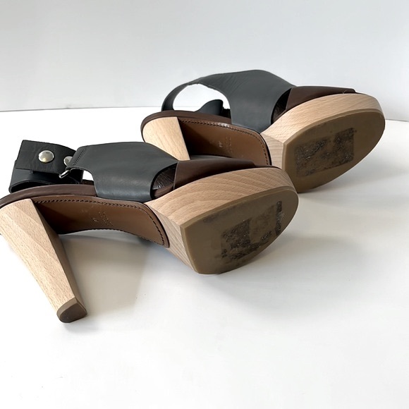 Marni Colorblock Leather Slingback Wood Platform Sandals, size: EU 40 US10 - Picture 9 of 12